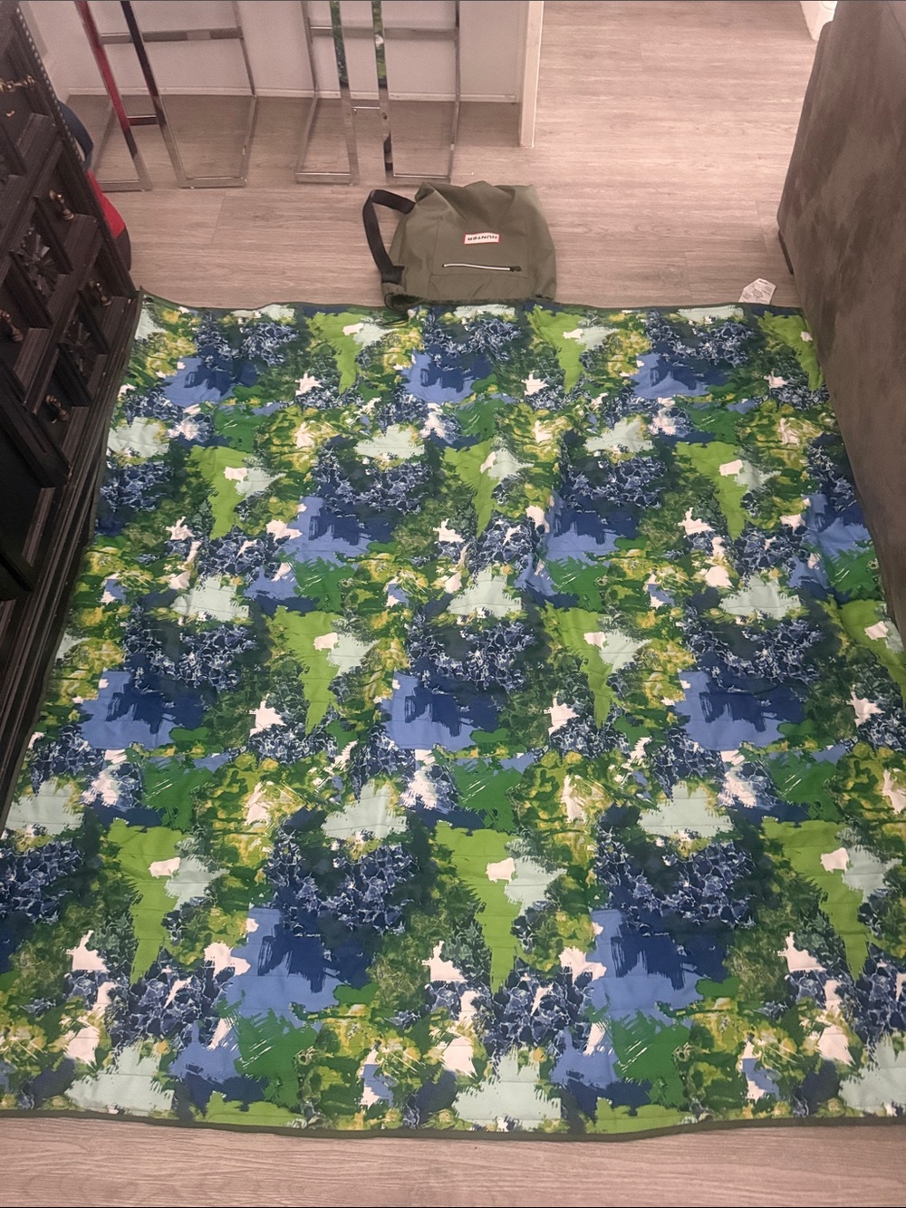 Hunter for Target Green and Blue Camouflage Blanket